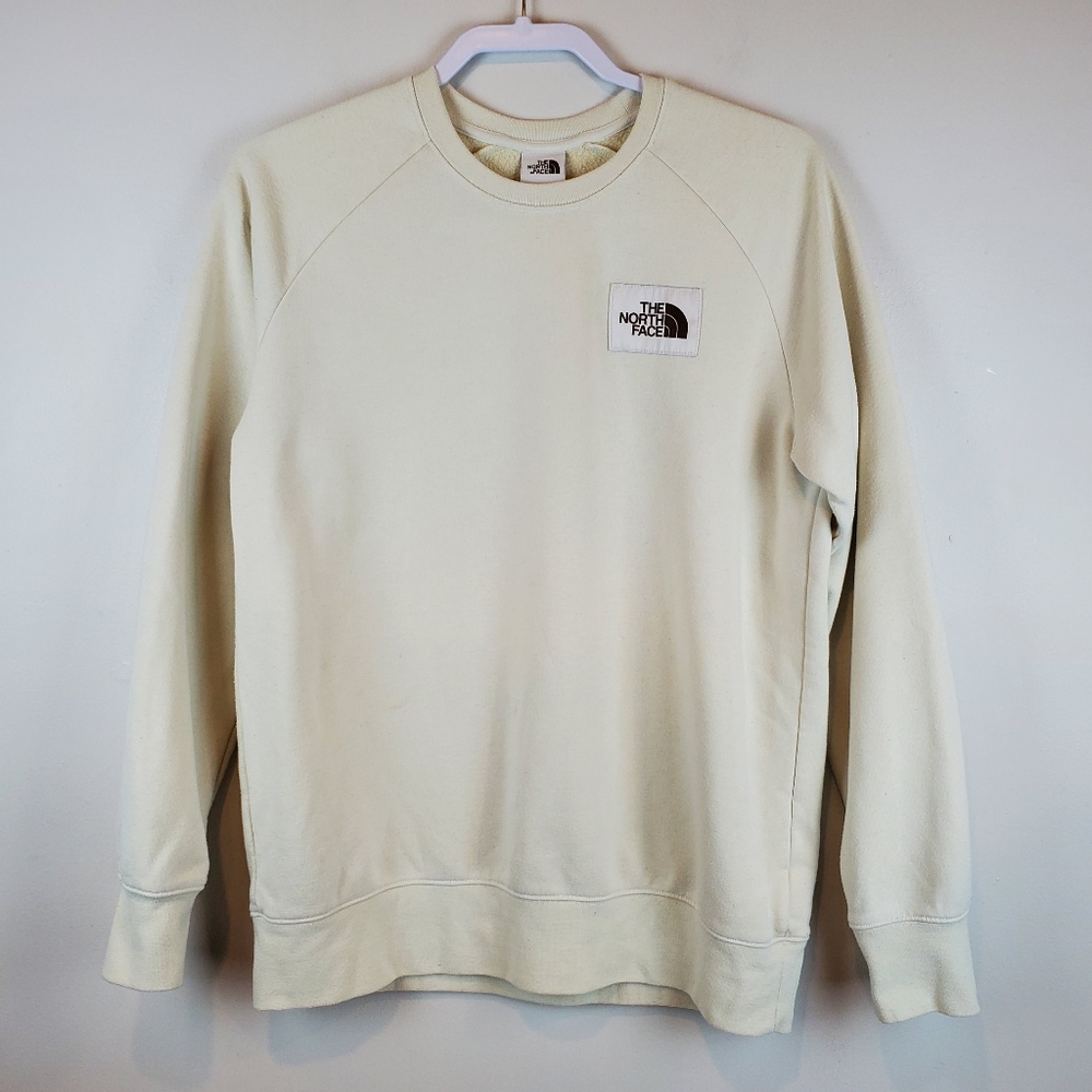 Retro Northface Ivory Cream Crewneck Sweatshirt Pullover Size L Womens Hiking